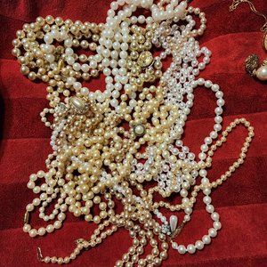 Faux and some real pearl necklace for crafts